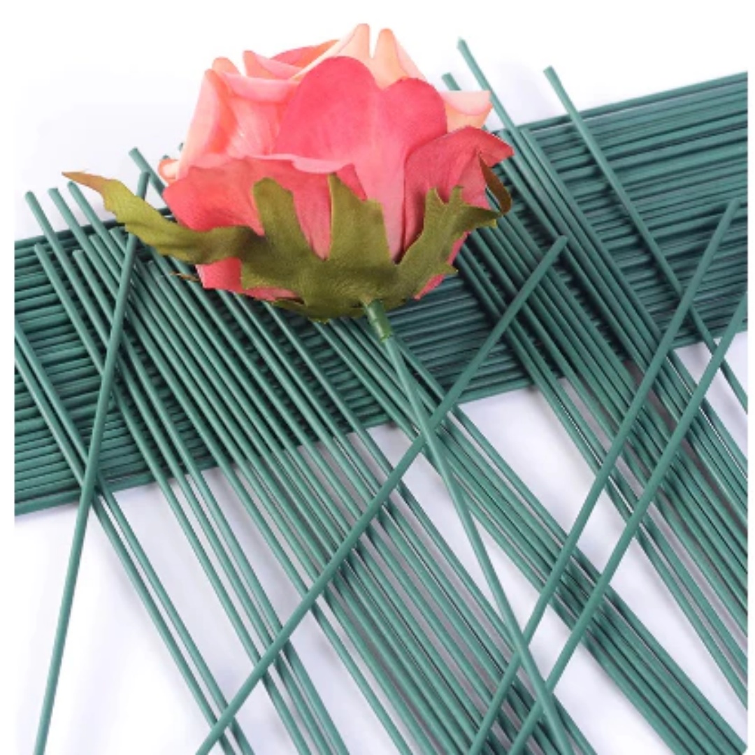 Wire Stem Florist - ลวดก้านดอกไม้ 50 ชิ้น สีเขียวเข้ม สำหรับจัดดอกไม้ งานฝีมือ