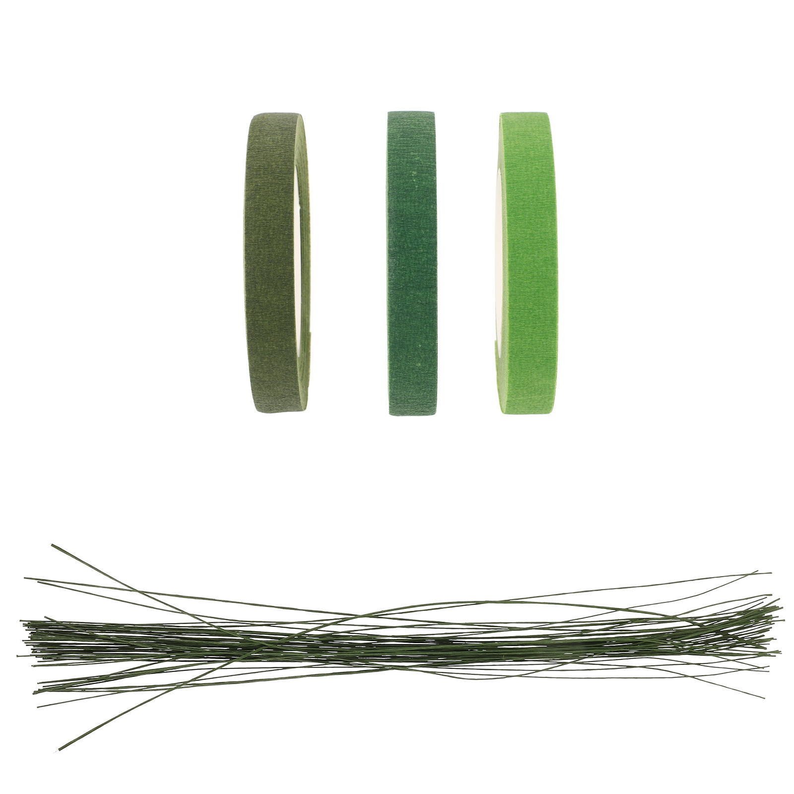 Wire Stem Florist - ชุดอุปกรณ์ก้านดอกไม้สีเขียวพร้อมเทปสำหรับจัดดอกไม้กระดาษในร่ม งานจัดดอกไม้ DIY